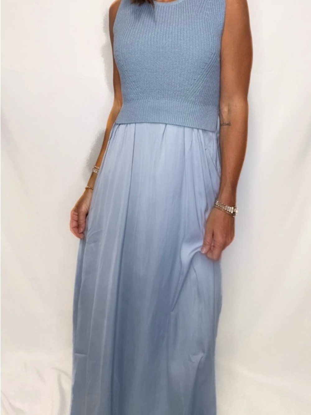 Taylor Pale Blue Sleeveless Maxi Dress